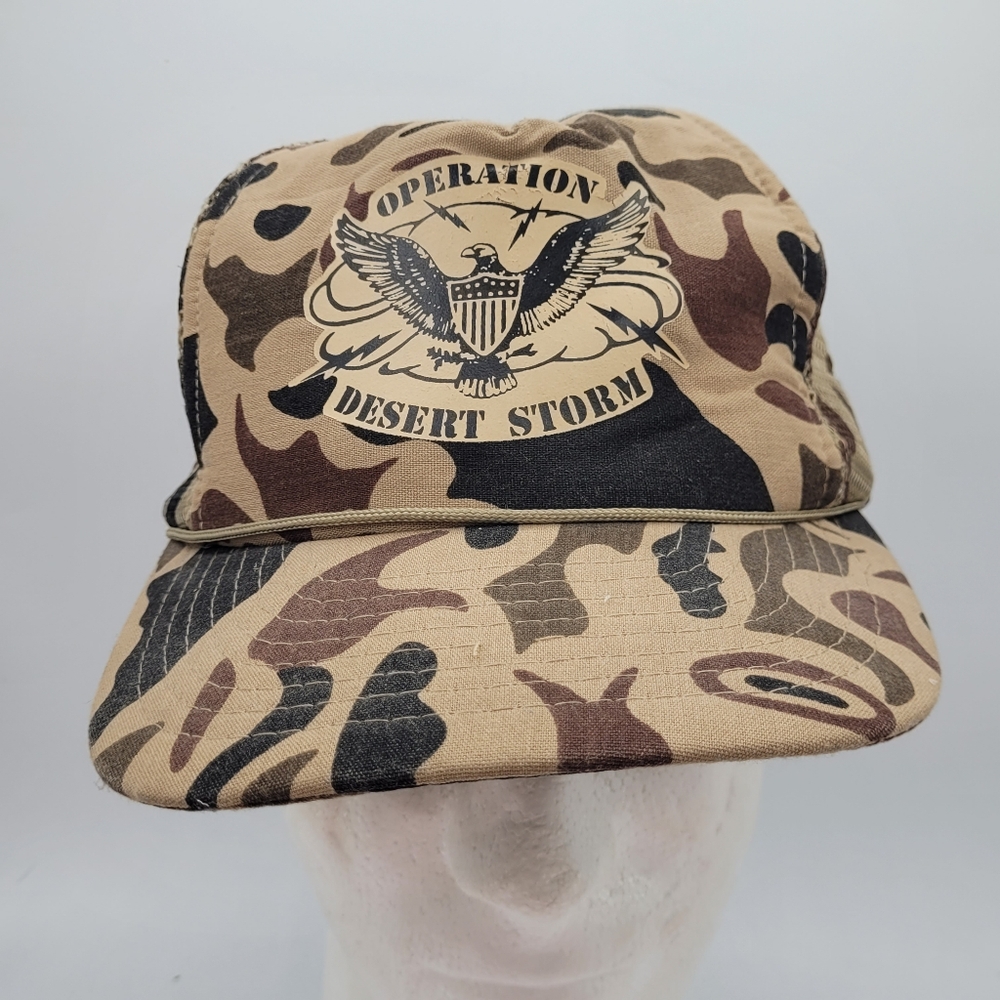 Vintage Operation Desert Storm Trucker Hat Camouflage Snapback Cap Mesh Back